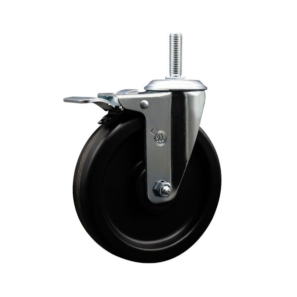 6 Inch Phenolic Wheel Swivel 58 Inch Threaded Stem Caster Total Lock Brake SCC